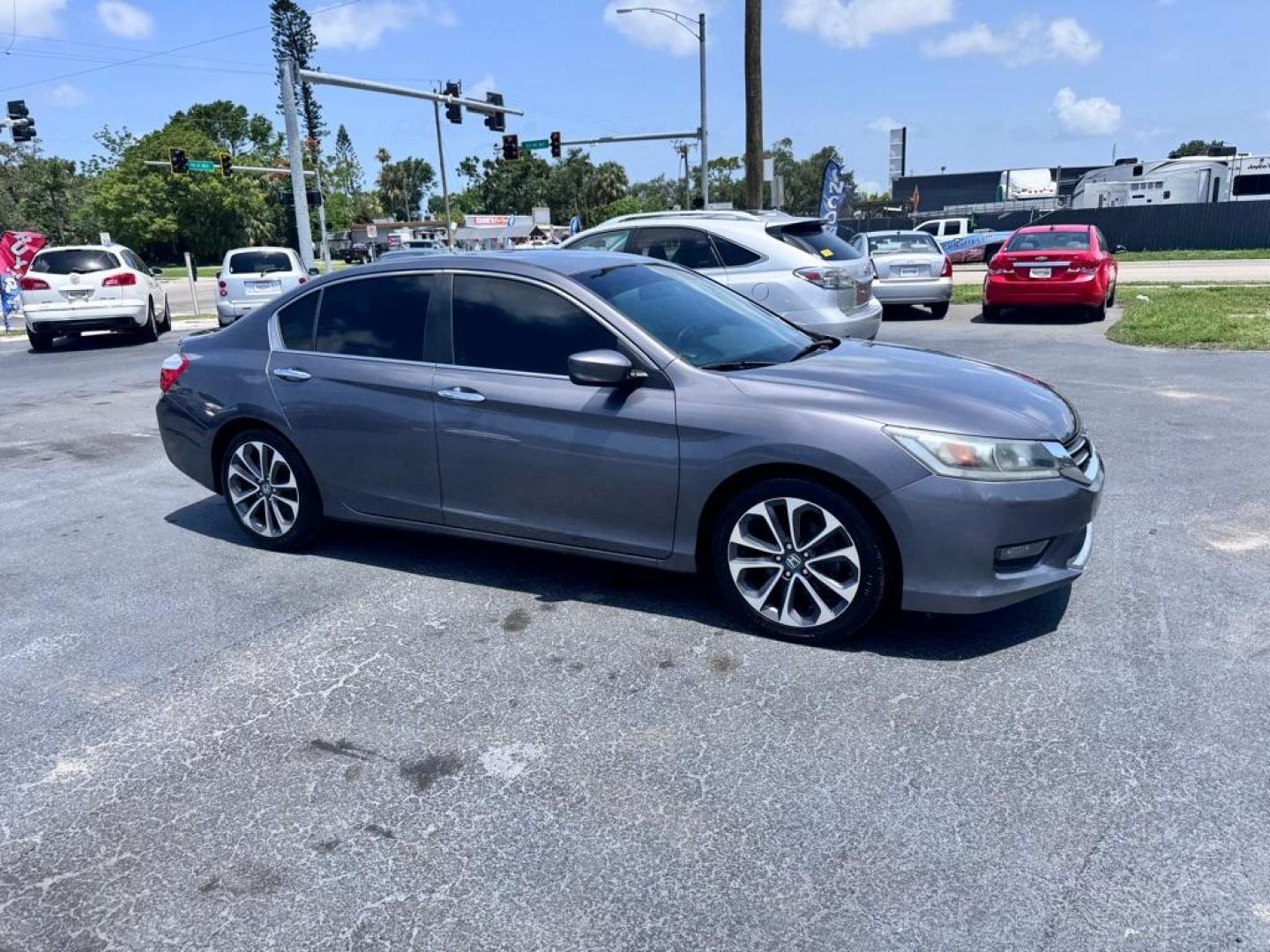 2015 GRAY HONDA ACCORD SPORT (1HGCR2F51FA) with an 2.4L engine, Continuously Variable transmission, located at 2929 9th St. West, Bradenton, 34205, (941) 242-2810, 27.473591, -82.570679 - Photo#0