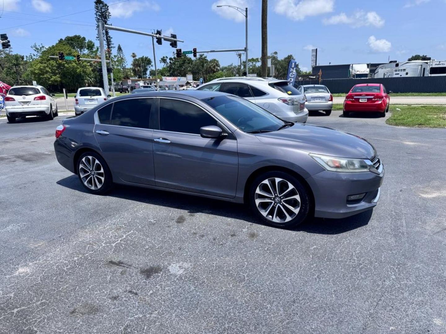 2015 GRAY HONDA ACCORD SPORT (1HGCR2F51FA) with an 2.4L engine, Continuously Variable transmission, located at 2929 9th St. West, Bradenton, 34205, (941) 242-2810, 27.473591, -82.570679 - Photo#1