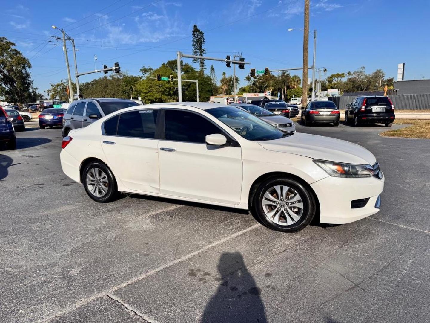 2015 WHITE HONDA ACCORD LX (1HGCR2F37FA) with an 2.4L engine, Continuously Variable transmission, located at 2929 9th St. West, Bradenton, 34205, (941) 242-2810, 27.473591, -82.570679 - Photo#0