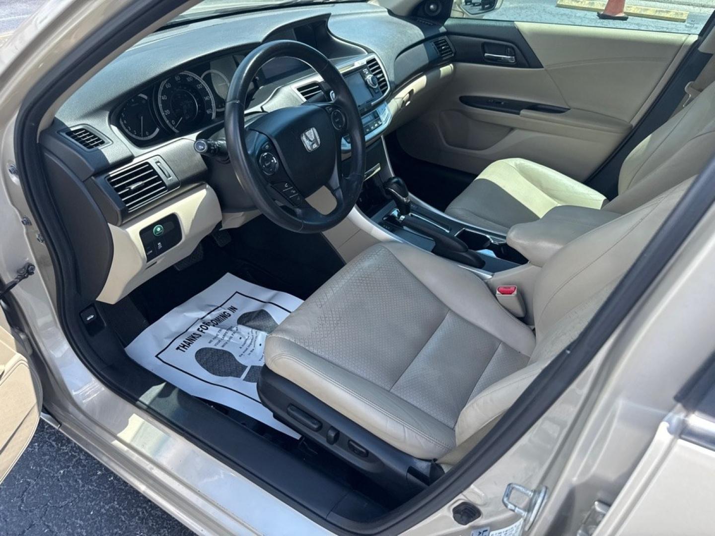 2013 GOLD HONDA ACCORD EXL (1HGCR2F86DA) with an 2.4L engine, Continuously Variable transmission, located at 2929 9th St. West, Bradenton, 34205, (941) 242-2810, 27.473591, -82.570679- Photo#9
