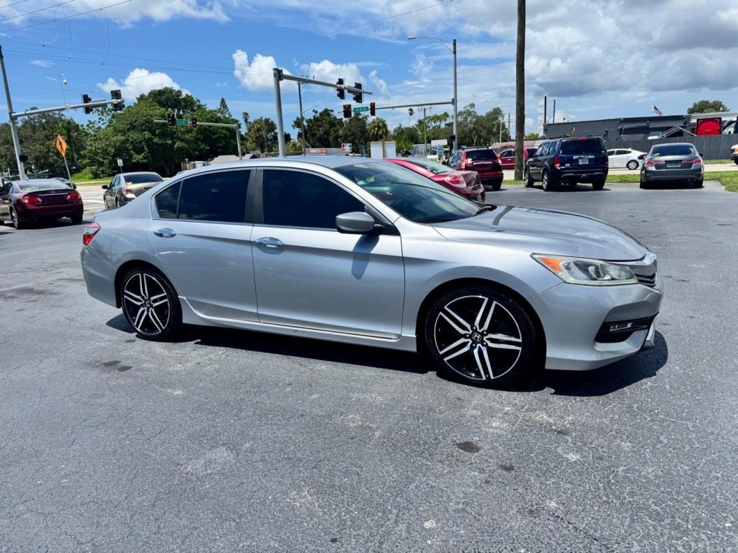 2016 SILVER HONDA ACCORD SPORT (1HGCR2F56GA) with an 2.4L engine, Continuously Variable transmission, located at 2929 9th St. West, Bradenton, 34205, (941) 242-2810, 27.473591, -82.570679- Photo#1
